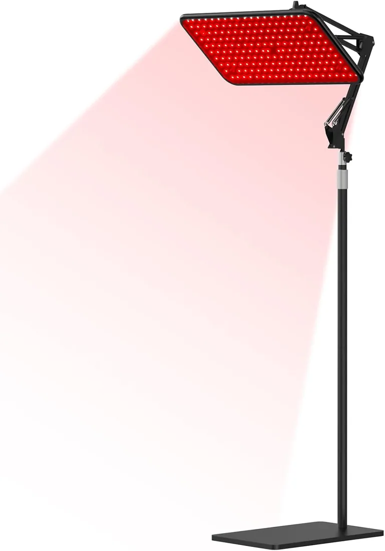 Lámpara Infrarroja Panel Luz Roja 200 LED, 3 ondas, Temporizador, ajustable | Panel Luz Roja con 200 LED, 4 modos (3 ondas solas/combinadas), 5 intensidades, Temporizador, mando – para rostro & cuerpo. foto 3
