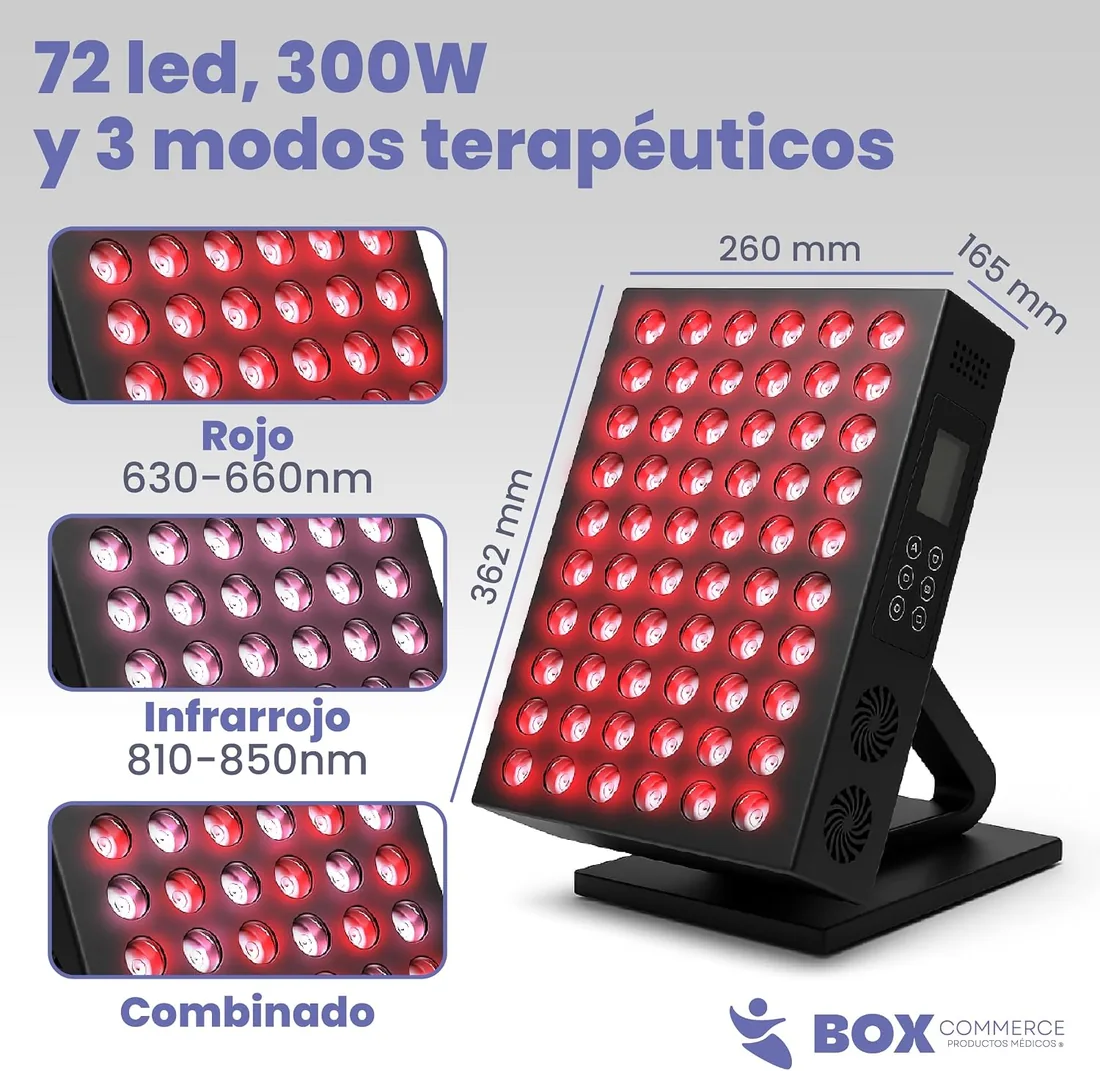 Panel Luz Roja e Infrarroja - Terapia Luz Roja para Dolor Articular, Muscular y Piel - Lampara Infrarrojos para Tratamiento Facial y Corporal en Casa foto 3