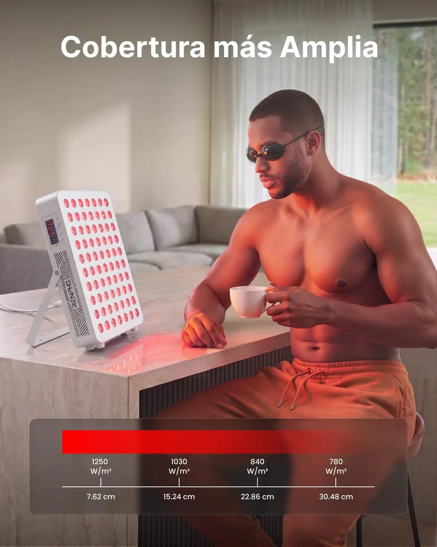 RENPHO Lámpara de luz roja, lámpara de panel, 70 LEDs Doble Chip 5W | Luz 660nm y 850nm, Temporizador y Sistema de Refrigeración, con Soporte y Correa para Relajación Muscular en Casa foto 2