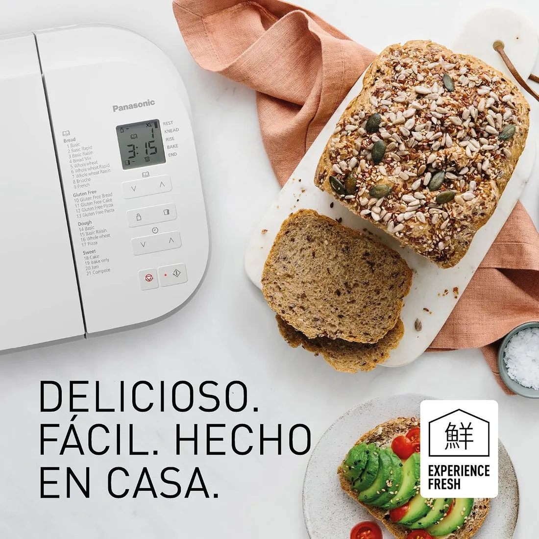 Panasonic SD-B2510WXE Panificadora Automática, 850W, Sensor de Temperatura, Temporizador Digital 13H, 25 Programas, Blanco foto 2