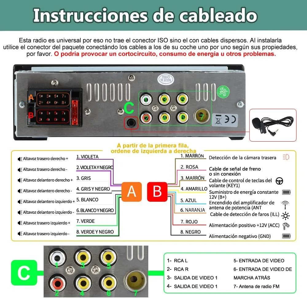 Junsun Radio Coche 1 DIN con CarPlay y Android Auto Inalámbrico, Autoradio con Pantalla Táctil de 6,36" y Cámara Trasera, Admite Bluetooth, FM, USB, TF, DSP y Mandos al Volante foto 3