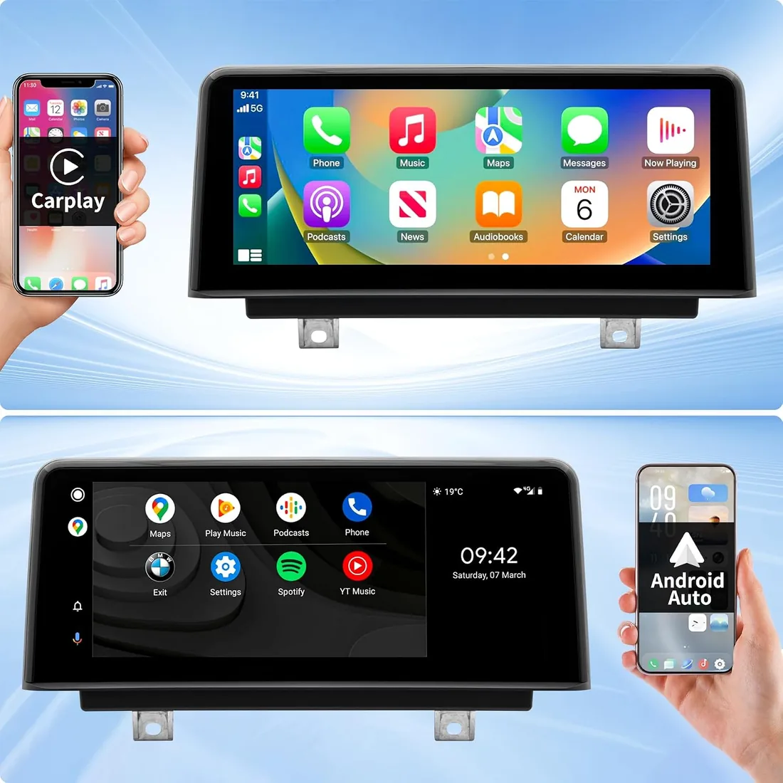 Radio de Coche para BMW Serie 1/2 F20 F21 F22 F23 NBT, Android 12 8core 4 64 GB con GPS y Sistema iDrive CarPlay Android Auto, Pantalla Táctil de 10,25 Pulgadas BT 5.0 WLAN Compatible con Tarjeta SIM foto 2