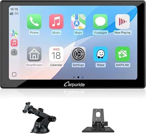Carpuride V9 - Estéreo portátil para Coche, inalámbrico Carplay y Android Auto, Radio de Pantalla táctil HD 1080P de 9 Pulgadas con BT 5.0, Enlace de Espejo, Soporte de Sentido de luz, Soporte foto 3