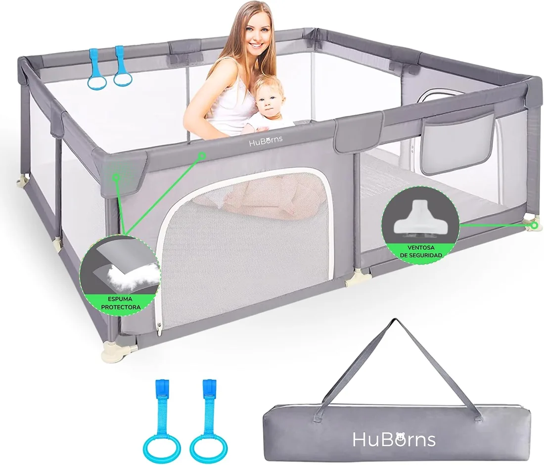 HUBORNS – Parque Infantil Bebé Plegable de 120x120cm | Corralito de Juegos con Malla Transpirable y Estructura Estable, Parque Seguro para Bebés y Niños Pequeños foto 2