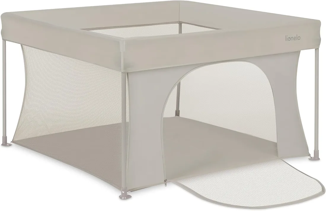 Lionelo Paco Parque Infantil Bebé 111 x 111 cm Compacto Plegable Ligero | Para Espacios Pequeños, Laterales de Malla, Entrada Lateral, Bolsa transporte, Interior Exterior, Corralito Bebe