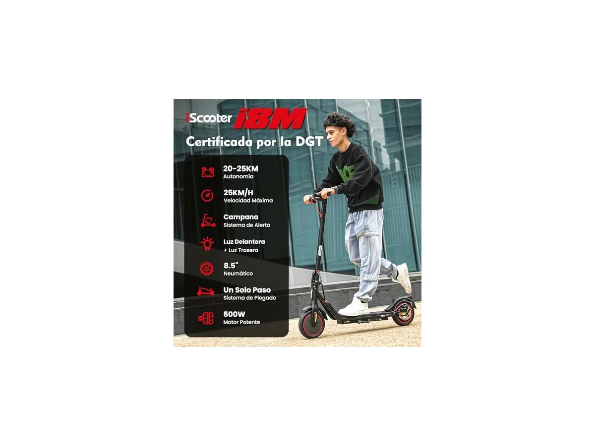 iScooter 8.5" Patinete Eléctrico Adultos Homologado DGT, 350W Motor, Autonomía De 20-25 KM, Máxima… foto 2