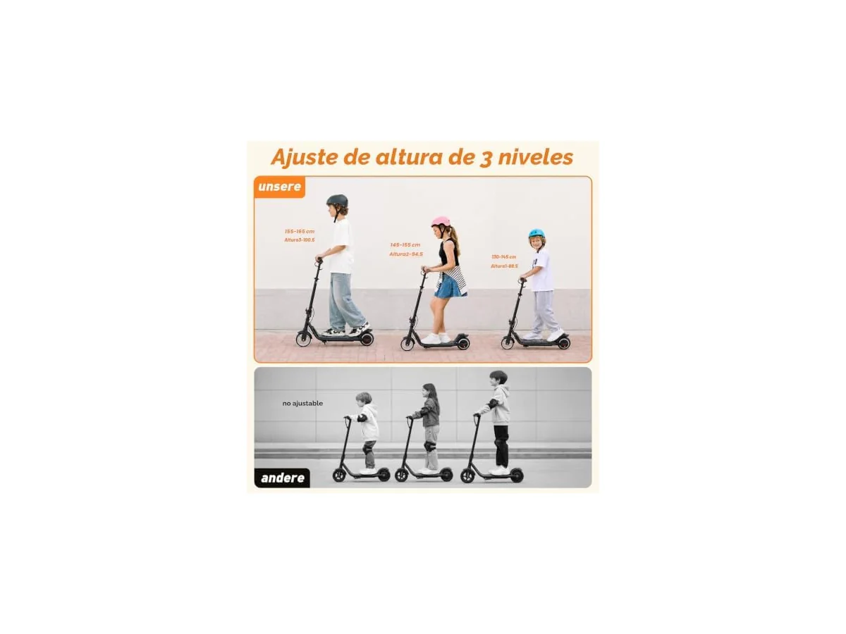 iScooter Patinete eléctrico para niños de 8 a 14 años, 250 W con Bluetooth y luz (7 Colores y 3 Modos),… foto 2