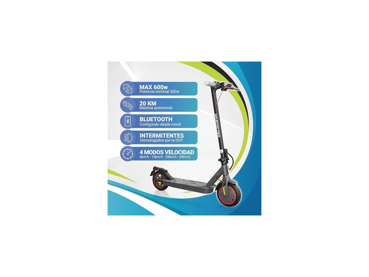 MASCOOTER S1 | Patinete Eléctrico Adultos Homologado con Talleres en España | 600W | 20 km | 3 Años de… foto 2