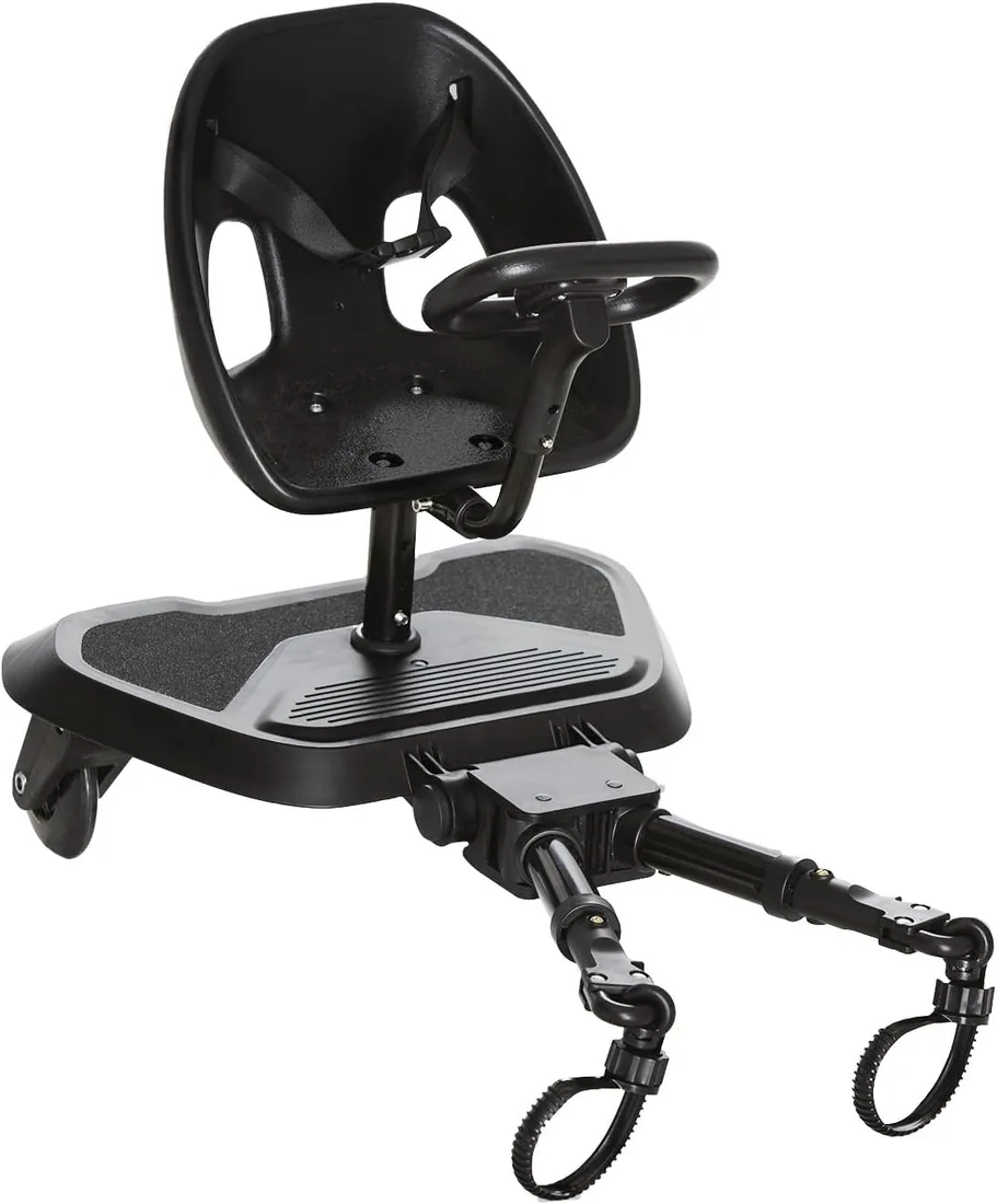 Asalvo Patinete Carro Bebe Universal GO SEAT. Patinete Carro Bebe 2 en 1. Patin Universal para Niños 1-5 Años hasta 15 kg. Patín con Asiento Desmontable, Volante y Ruedas con Luz. Negro