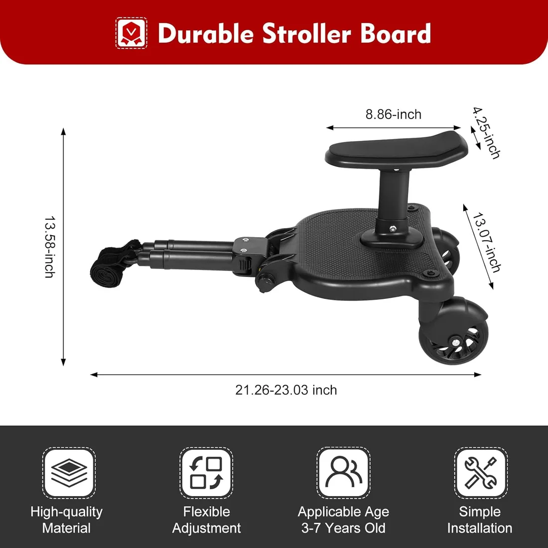 Patinete Carro Bebe Universal con Asiento Extra, Cohete Carrito Bebe con Asiento, Patin Carro Bebe Universal, Accesorios Bebe, Silla Bebe, Carro, Asiento Extra Carro Bebe para 3-7 Años 25kg foto 2