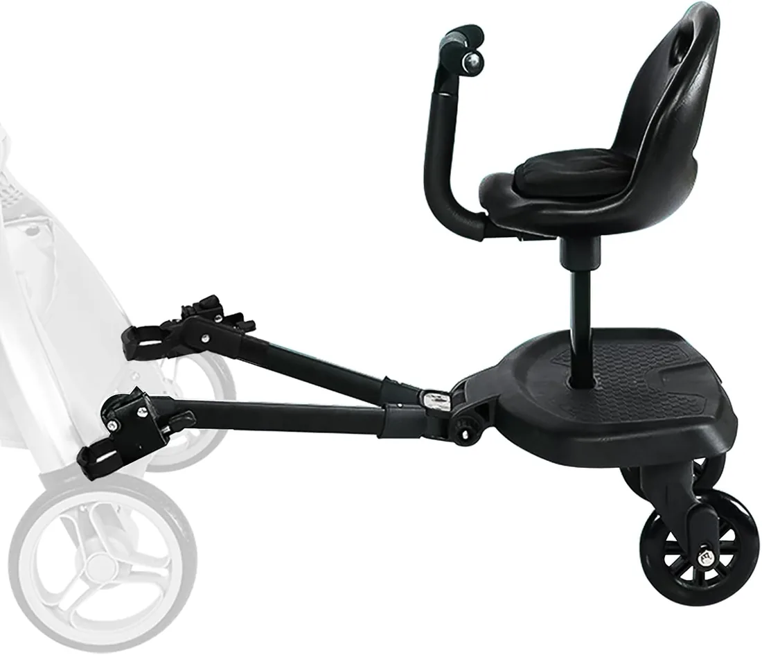 Patinete Carro Bebe Universal, Vihir Buggy Board con Asiento | Accesorio para Cochecito, Para Niños de 2 a 6 Nños, Con Reposabrazos Respaldo y Correa de Suspensión, Desmontaje con un clic