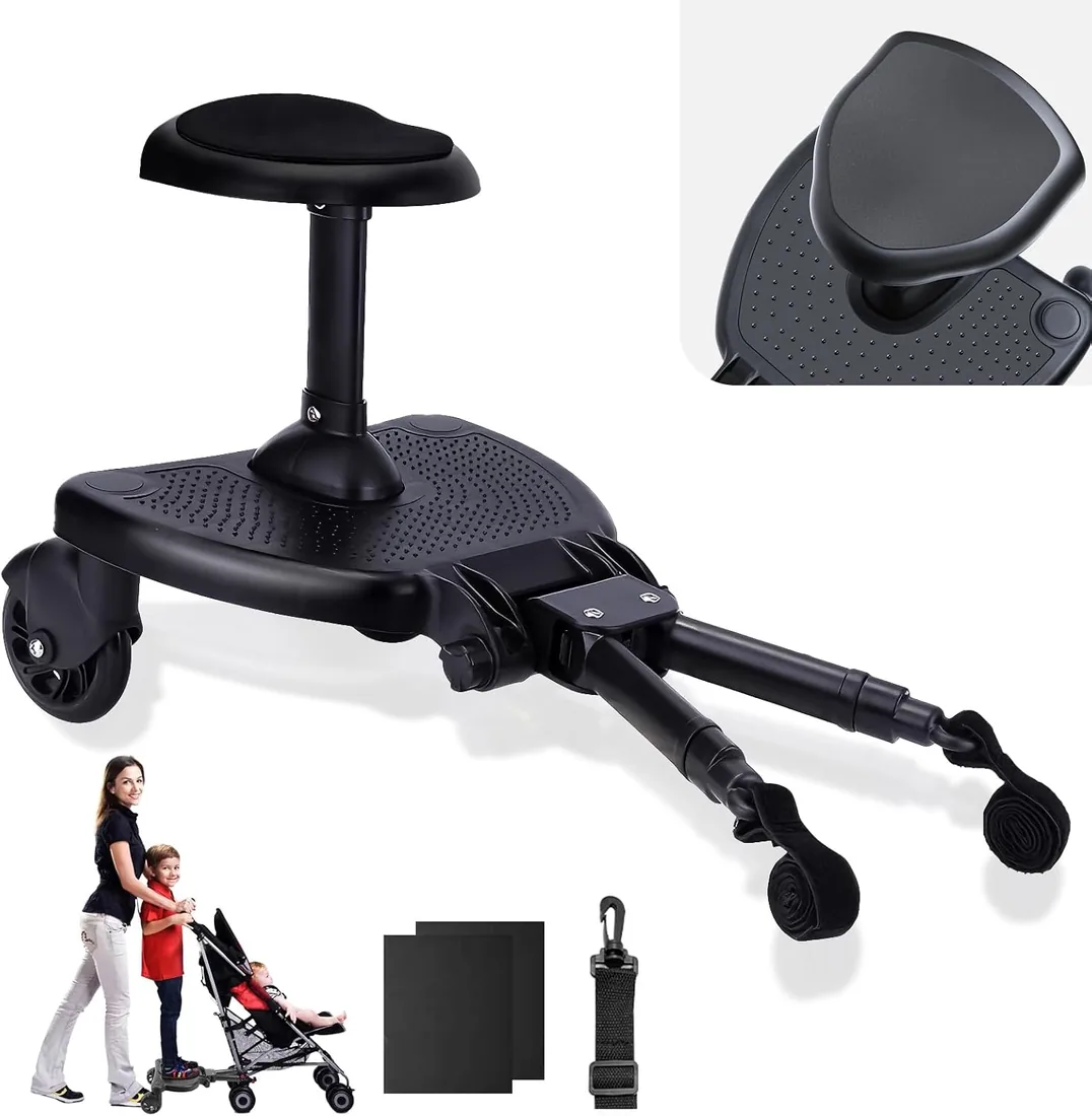 Vihir Patinete Carro Bebe Universal, Patin Carro Para Bebe | Buggy Board con Asiento Más Ancho y Más Alto, Viene con 2 Almohadillas Antideslizantes, para Niños de 2 a 6 Años, Carga 25kg