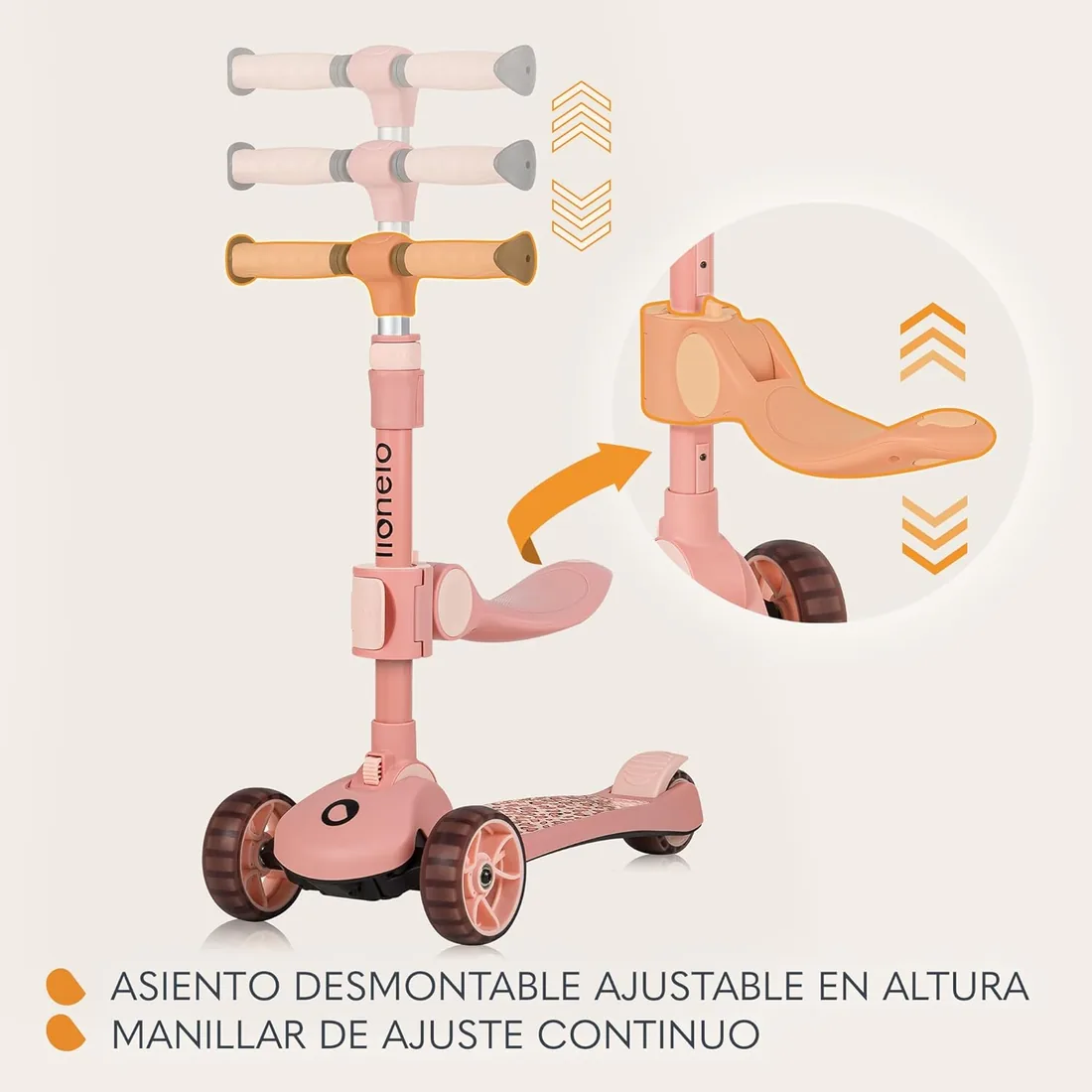 LIONELO Franky Bicicleta y Patinete 2 en 1 para niños de hasta 50 kg, Apto para niños de 1 a 7 años, con Asiento y Manillar Ajustables, Ruedas LED, Marco Reforzado foto 3