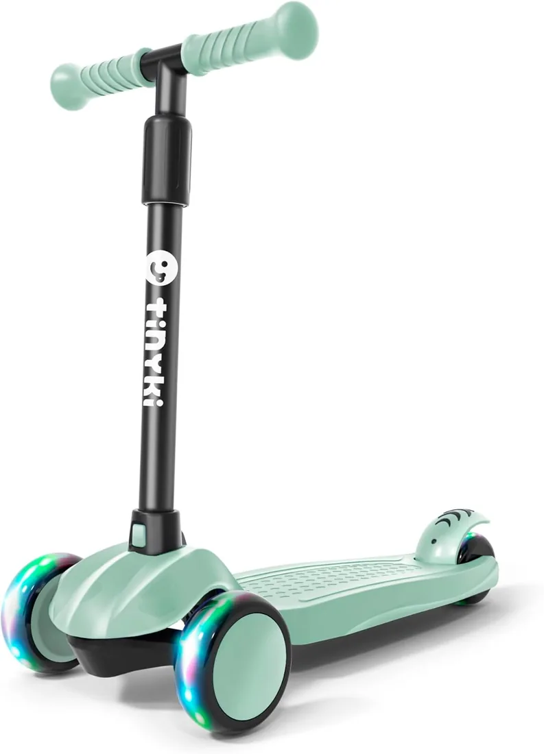 TINYKI Patinete Niño 2 Años a 6 - Altura Ajustable con Ruedas Luces LED - Scooter Niño 3 Ruedas - Patineta Infantil para Niños y Niñas Jugar