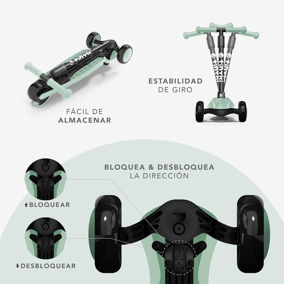 TINYKI Patinete Niño 2 Años a 6 - Altura Ajustable con Ruedas Luces LED - Scooter Niño 3 Ruedas - Patineta Infantil para Niños y Niñas Jugar foto 3