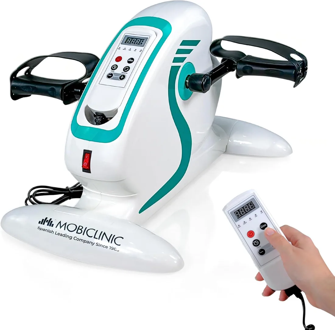 Mobiclinic®, Pedales Estáticos, 12 Niveles de Velocidad, Pedaleo Asistido, Bidireccional, Pantalla Multifunción, Temporizador, para Piernas y Brazos, Mini Bike, Pista