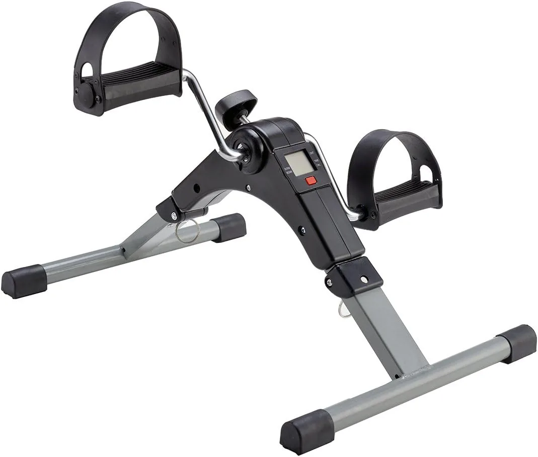 Pedaleador Estático Plegable | Mini Bicicleta Estática Brazos y Piernas | Ejercitador Rehabilitación Mayores | Pedales Antideslizantes | Monitor LCD | Fitness en Casa y Oficina