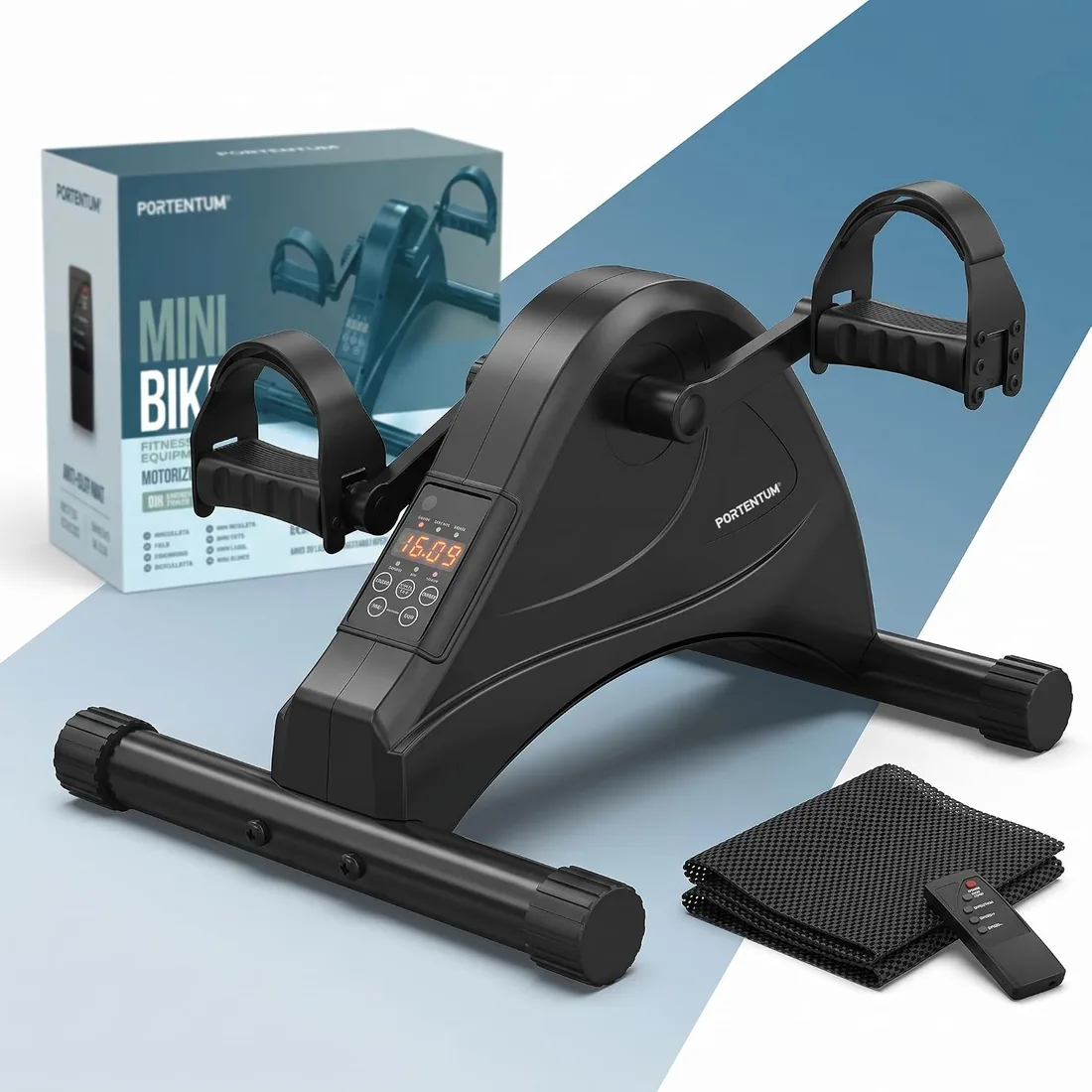 PORTENTUM Pedales estaticos Personas Mayores – Versión Manual o motorizada – Pedaleador Brazos y piernas con Esterilla Antideslizante y Pantalla LCD – Mini Bike para Ejercicio en casa foto 3