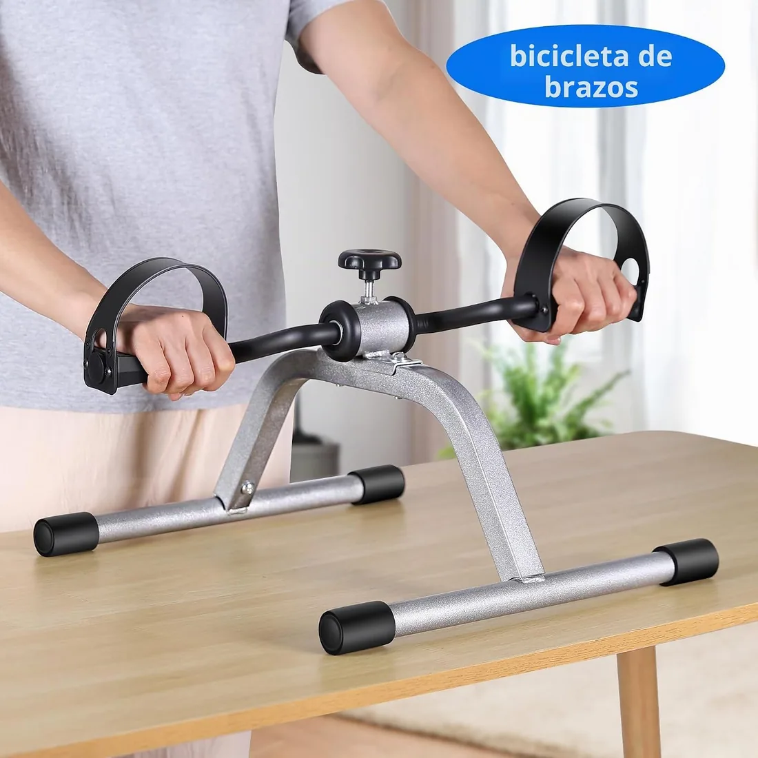RYGEO Ejercitador de pedales para debajo del escritorio, mini ejercitador de pies, resistencia ajustable, silencioso, para el hogar, fitness, gimnasio, entrenamiento, piernas, brazos foto 3