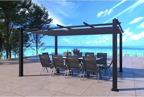 CONCEPT USINE | Pérgola Autoportante 4X3 m (12m²) - Estructura de Aluminio - Lona 100% Poliéster - Nila Gris - Lona Corredera Retráctil - Cenador de Jardín - para Terraza Exterior & Pabellón foto 3