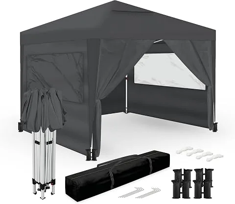 Wasabi - Carpa Plegable 3x3 m – Resistente al Agua - Incluye Vientos y Piquetas de Fijación - Estructura de Acero - Cenador para Jardín – Pérgola Playa - Camping Fiestas