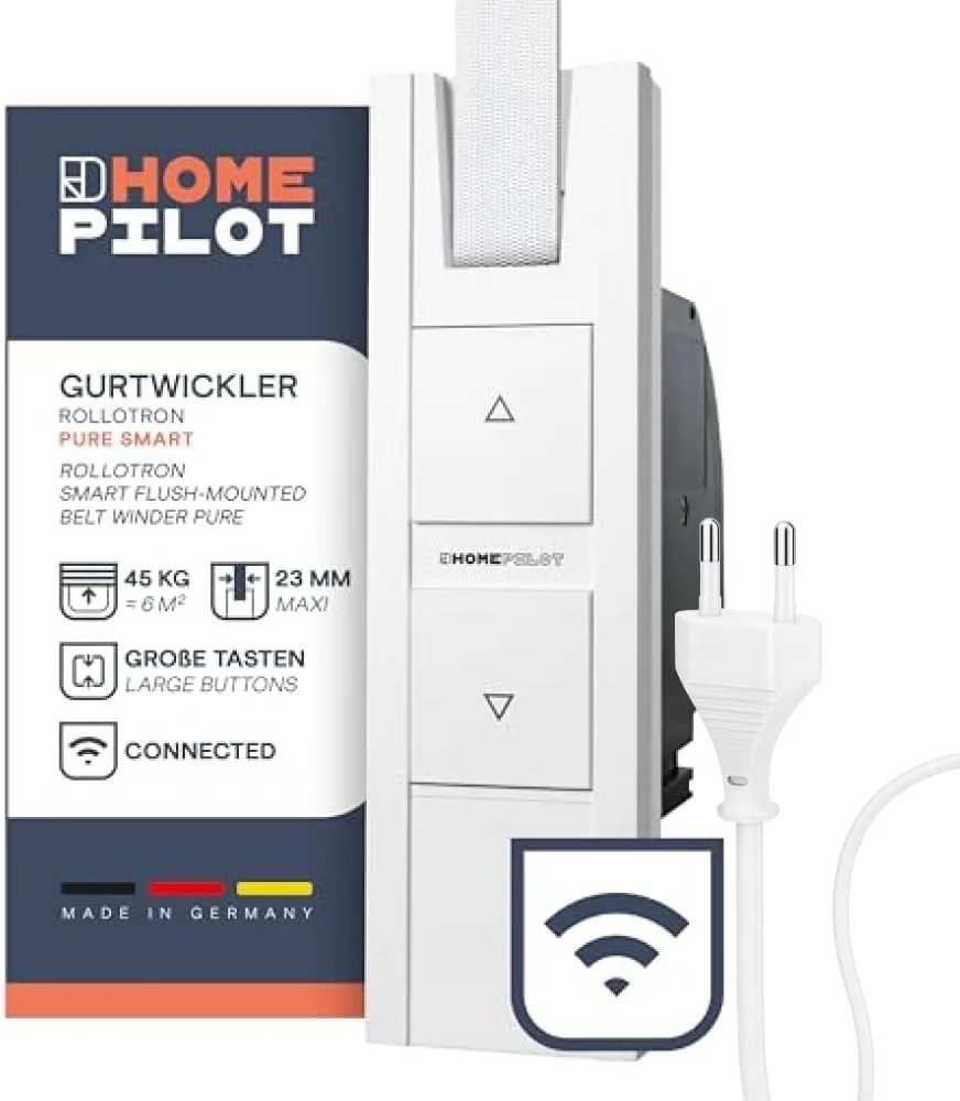 HOMEPILOT - RolloTron Pure Smart | Motor eléctrico para persianas enrollables. Accesorio Smart Home - ¡también apto para instalaciones posteriores! Capacidad tracción: 45 kg