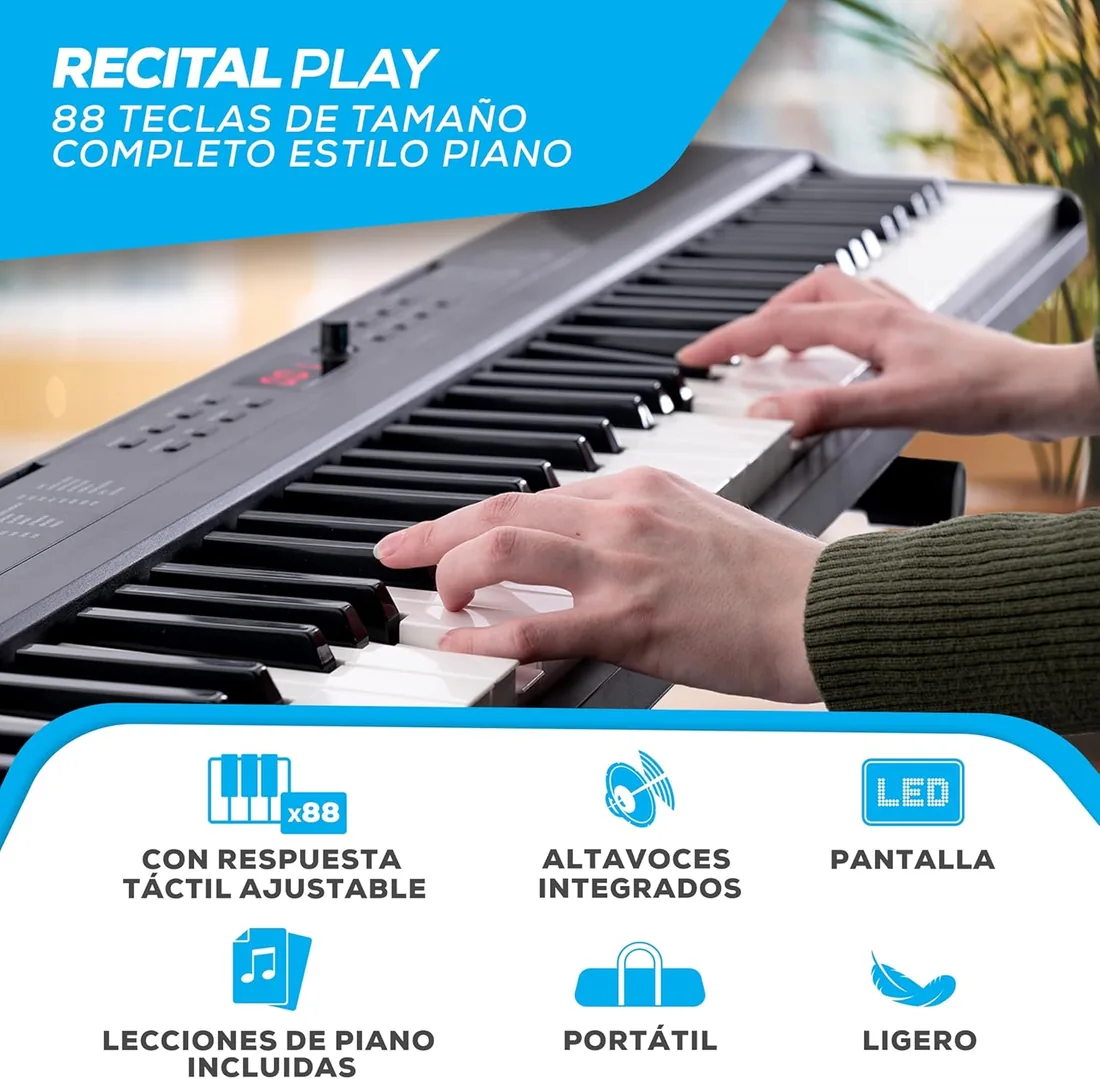 Alesis Recital Play Teclado de Piano Eléctrico de 88 Teclas con Accesorios foto 2