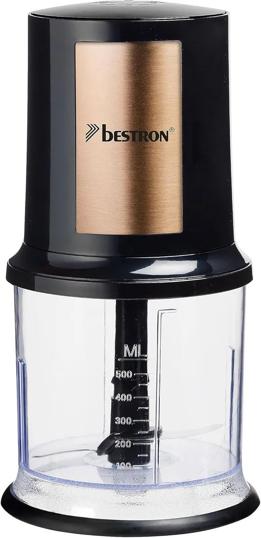 Bestron picadora electrica, Máquina picadora eléctrica con dos cuchillas de corte y capacidad de 500 ml, botón de pulso grande, 400 vatios, AKC200CO, Color: Cobre foto 2