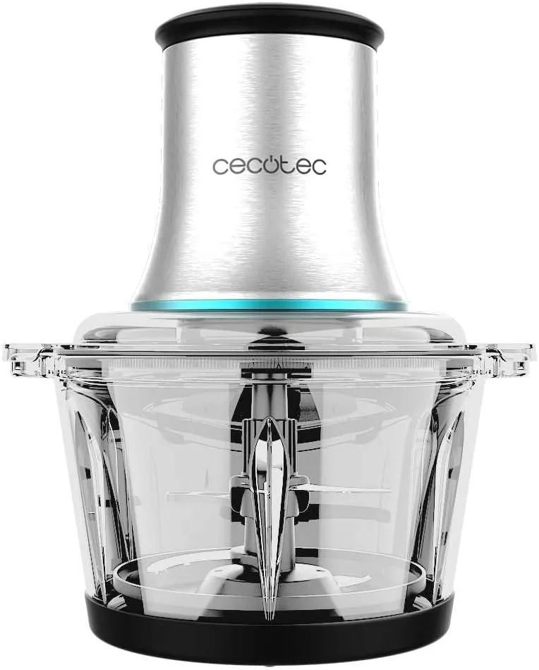 Cecotec Picadora ChopBeat 2000 Vindaloo Glass, 500W de Potencia, Pica, Trocea y Corta, Cuchilla de 4 Hojas de Acero Inoxidable, 2 Velocidades, Bol Cristal 500g foto 2