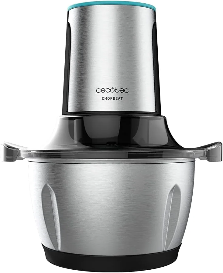 Cecotec Picadora de Carne y Verduras Eléctrica ChopBeat 1500 TitanBlack Steel. 600 W, 4 Cuchillas de Titanio Negro, Bol de Acero Inoxidable de 1,5 L y 2 Velocidades