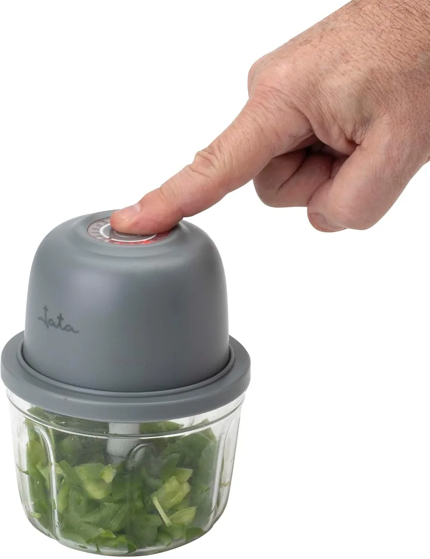 JATA JEPC1207 - Mini Picadora Eléctrica Recargable USB-C, Picadora Inalámbrica 430 ml, Cuchilla Acero Inoxidable 3 Alturas, Trituradora de Cocina BPA Free