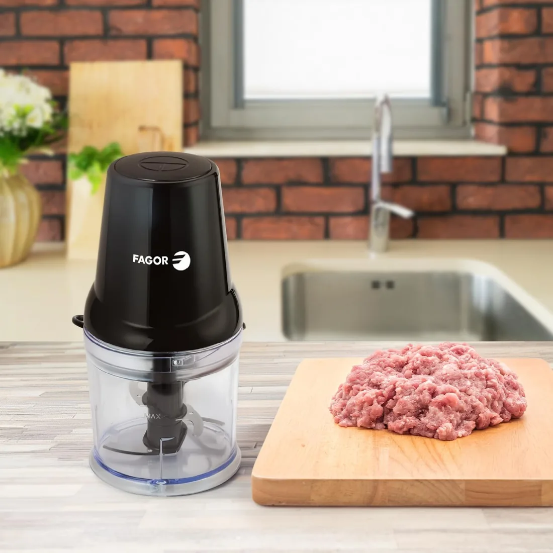 Picadora Eléctrica de Alimentos 500ml, Mini Picadora para Cebolla, Verduras y Carne, Trituradora Cocina Rápida con Doble Cuchilla Inoxidable, Fácil Limpieza, FAGOR EasyCut foto 3