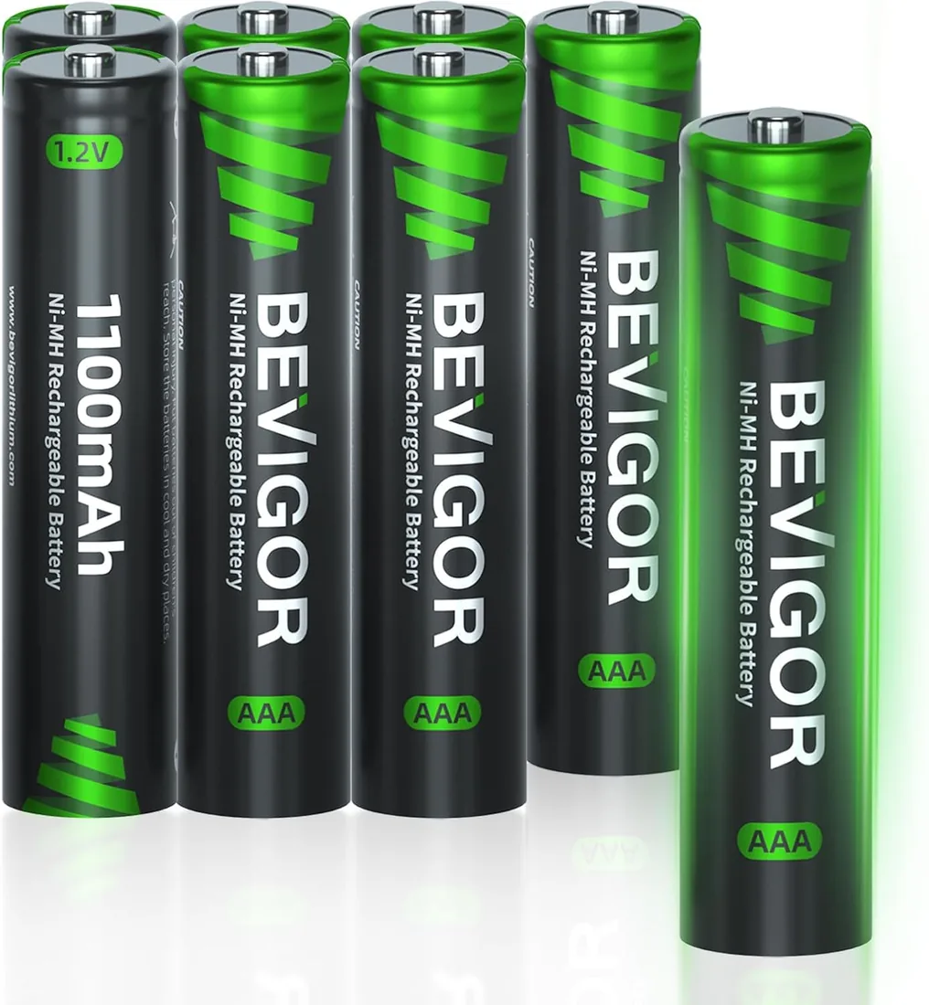 BEVIGOR 8 Pilas AAA Recargables Ni-MH 1100mAh 1.2V, Alta Capacidad, Precargadas foto 2