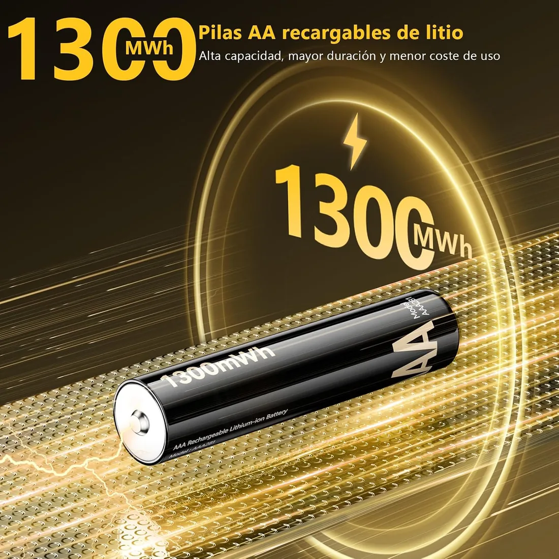 Kit de Pilas Recargables de Litio con Cargador (4 AA + 4 AAA) - Alta Capacidad 3700 mWh - hasta 2500 Ciclos de Vida - Incluye Cargador Rápido foto 2