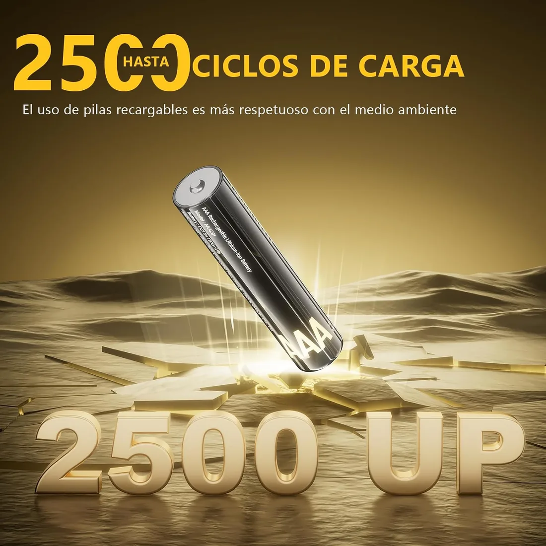 Kit de Pilas Recargables de Litio con Cargador (4 AA + 4 AAA) - Alta Capacidad 3700 mWh - hasta 2500 Ciclos de Vida - Incluye Cargador Rápido foto 3