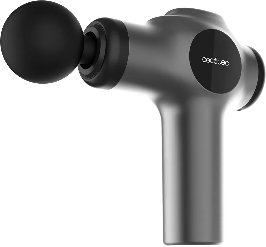 Cecotec Pistola de Masaje Muscular con 4 Cabezales SkinCare Massage Gun. 99 Niveles de Intensidad, Diseño Ligero y Compacto, Uso Sencillo e Intuitivo, Cargador Tipo C, Estuche Almacenamiento