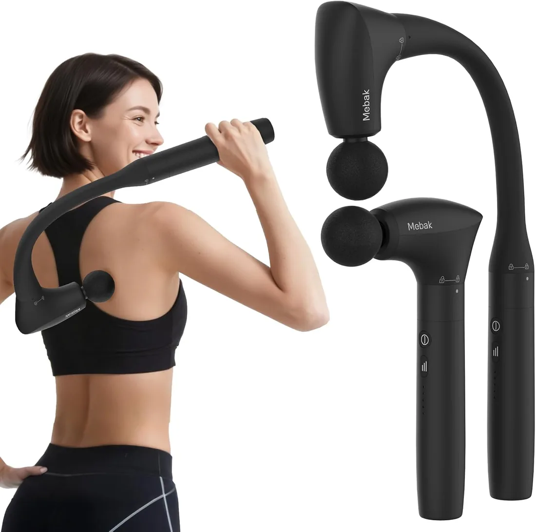 Mebak M3 Pistola de Masaje Muscular Masajeador Tejido Profundo, 2 en 1 Transformable Massage Gun 5 Velocidades Eléctrico de Mano Ultrasilencioso Pistola Masaje, para Espalda Hombro y Cuerpo Relax