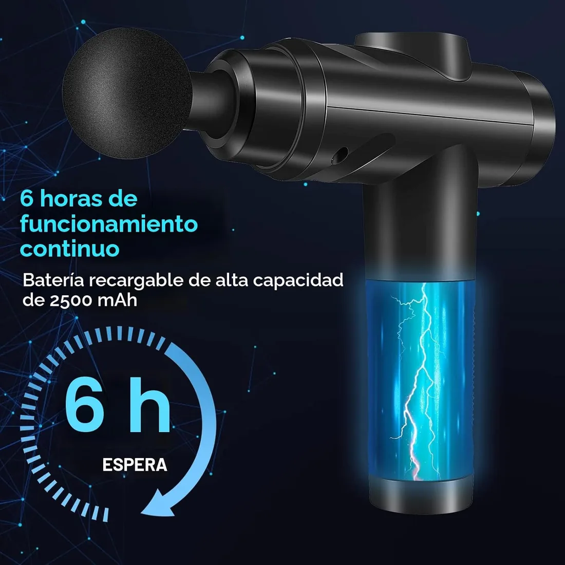 Pistola de Masaje Muscular, Masajeador Profesional con 30 Velocidades para Masaje Profundo, Pantalla Táctil LCD y 10 Cabezales para Espalda, Hombros, Piernas, Regalo para Hombre y Mujer (Negro) foto 2