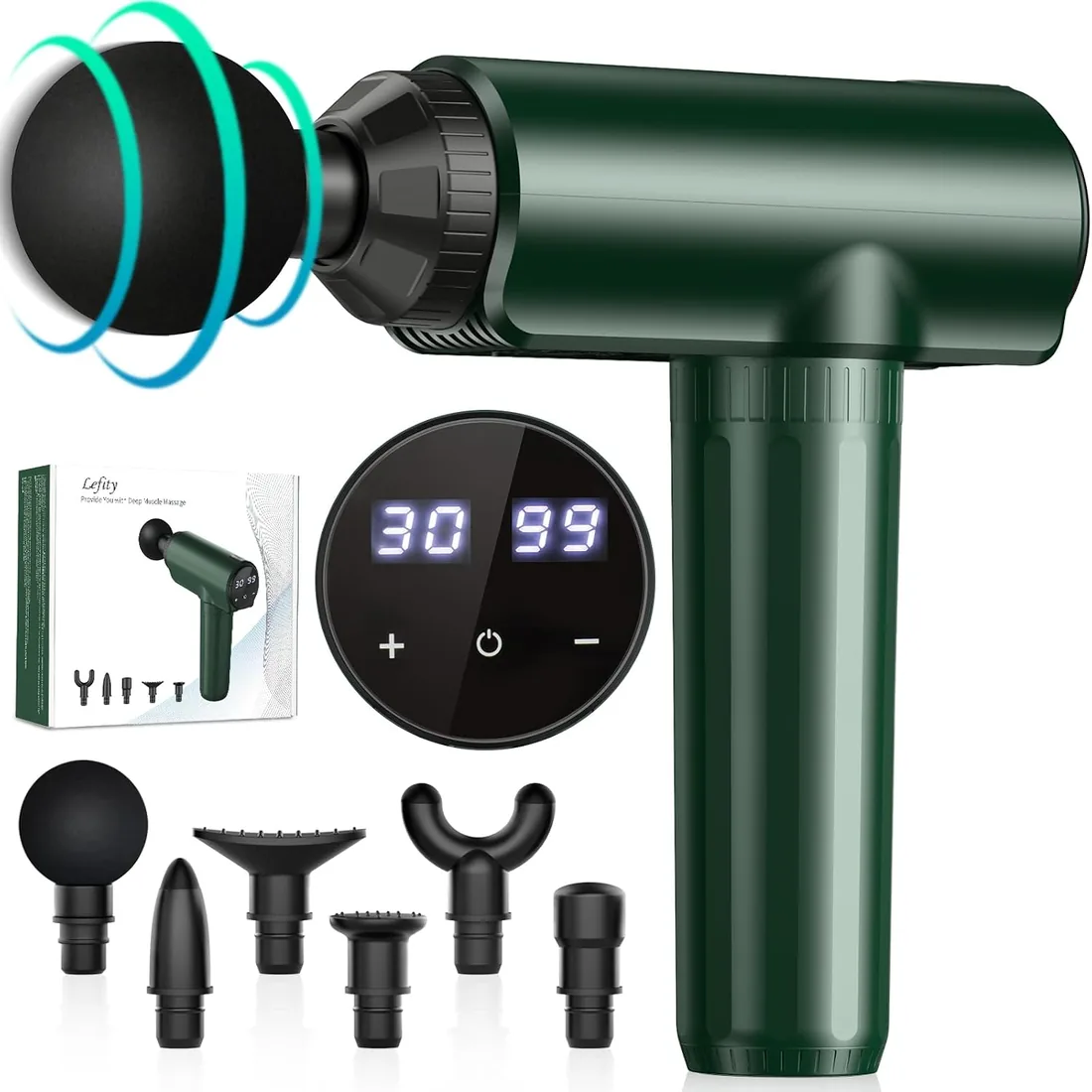 Pistola de Masaje Muscular Profesional con 30 Velocidades y 6 Cabezales | Masajeador Percutor de Tejido Profundo con Pantalla LCD, Portátil para Relajar Músculos, Aliviar Tensión y Recuperación foto 3