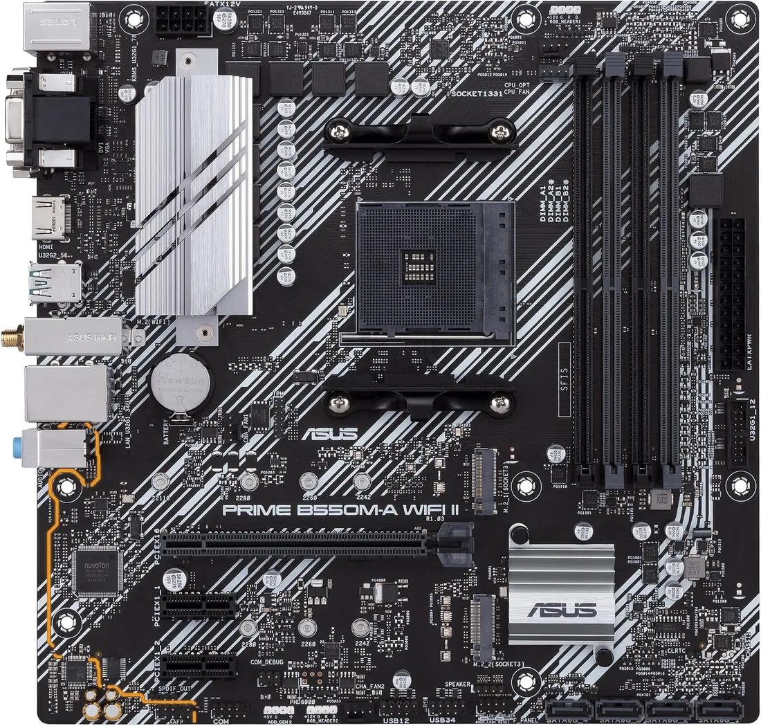 ASUS Prime B550M-A WiFi II - Placa Base mATX AMD AM4 | AMD B550, PCIe 4.0, WiFi6, Dual M.2, SATA 6 Gbit/s, Aura Sync foto 2