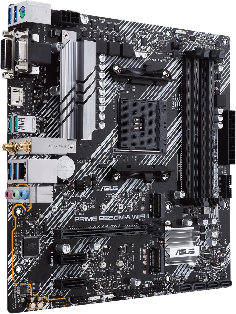 ASUS Prime B550M-A WiFi II - Placa Base mATX AMD AM4 | AMD B550, PCIe 4.0, WiFi6, Dual M.2, SATA 6 Gbit/s, Aura Sync foto 3