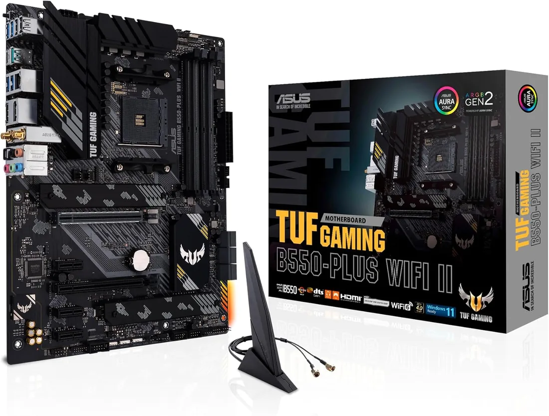 ASUS TUF Gaming B550-PLUS WiFi II - Placa Base ATX AMD B550 (Ryzen AM4) (PCIe 4.0, Dos M.2, VRM de 10 Fases, Wi-Fi 6, 2.5 GB Ethernet, SATA 6 Gbps, Thunderbolt 3 y Aura Sync RGB)