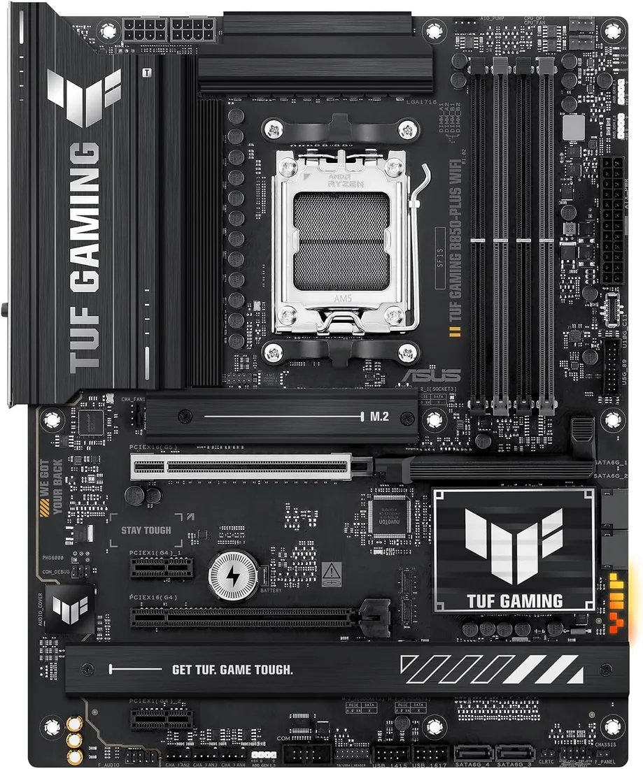 ASUS TUF Gaming B850-PLUS WiFi - Placa Base AMD ATX | 14+2+1 DrMOS 80A, DDR5, PCIe 5.0, 3x M.2, WiFi 7, Realtek 2.5Gb Ethernet, DisplayPort, HDMI, USB 20Gbps Tipo-C, Aura Sync foto 3