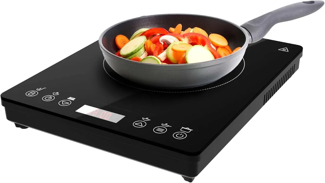 Cecotec Placa de Inducción Portátil 1 Fuego Full Magma Slim. 2000W de Potencia en 8 Niveles, Diseño en Cristal de Alta Resistencia, Display Táctil, Temporizador, Fácil Limpieza foto 2
