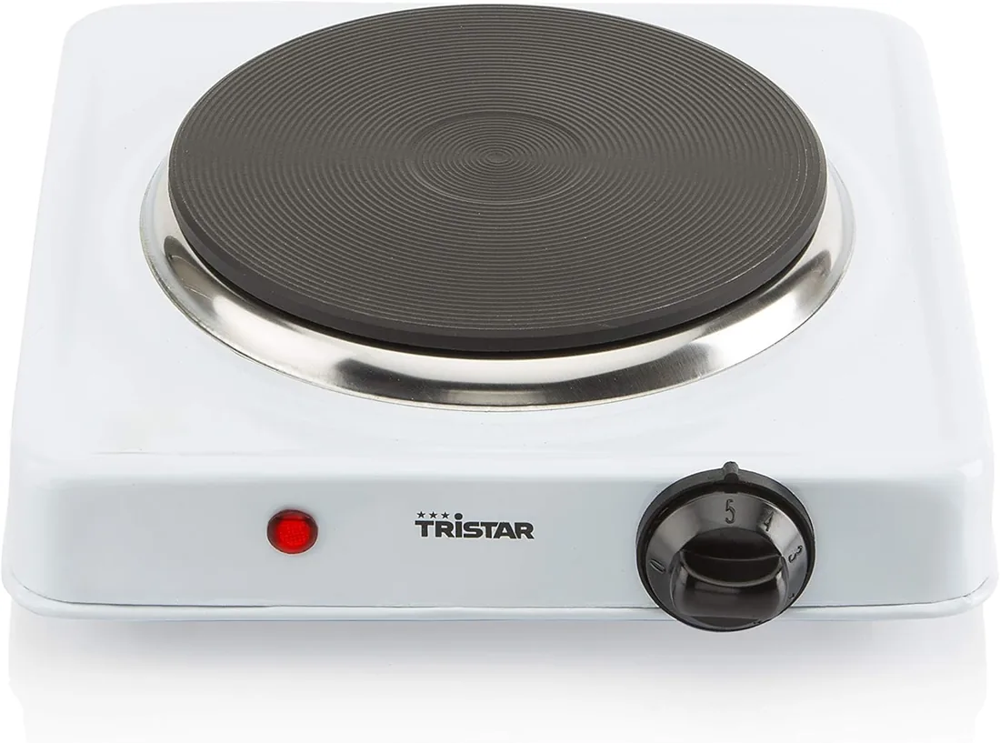 Tristar Hornillo Eléctrico, 1000W, 15 cm, 5 Niveles de Temperatura, Base Antideslizante, Carcasa Resistente al Calor, Portátil, Fácil de Usar, Ideal para Cocinas Pequeñas y Camping, KP-6185