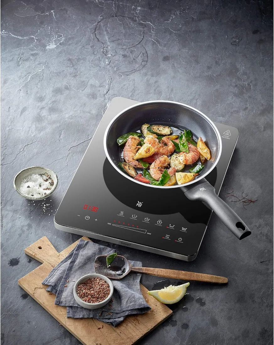 WMF Kult X - Placa de inducción portatil de acero inoxidable 18/10, 2100 W, cocina o calienta, 6 programas y 8 potencias, fácil limpieza foto 2