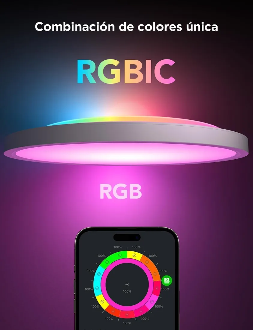 Govee RGBIC LED Plafón,30cm Lámpara Techo Inteligente, Plafon Techo 2400LM | 24W Plafon Techo con 16M de Colores DIY, Trabajar con Alexa, Google Assistant, Luz Interior para Dormitorio, Salón, Cocina foto 2