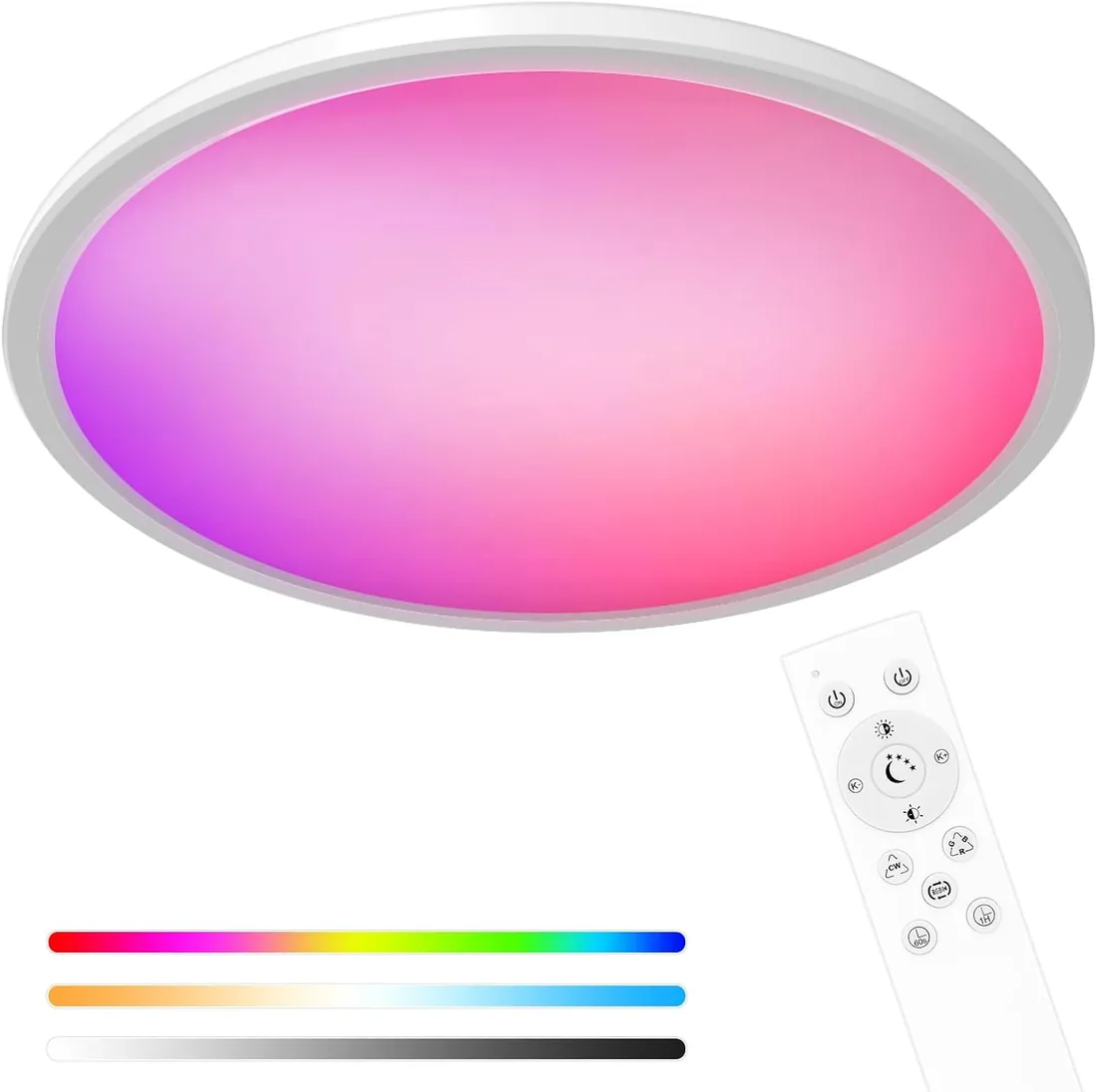 hepside Plafon LED Techo Regulable, 24W RGB Regulable Lámpara de Techo con Mando a Distanci, Plafones para Techo LED 3000K-6500K, Lampara Techo para Salones,Cocina, Baños,Dormitorios foto 2