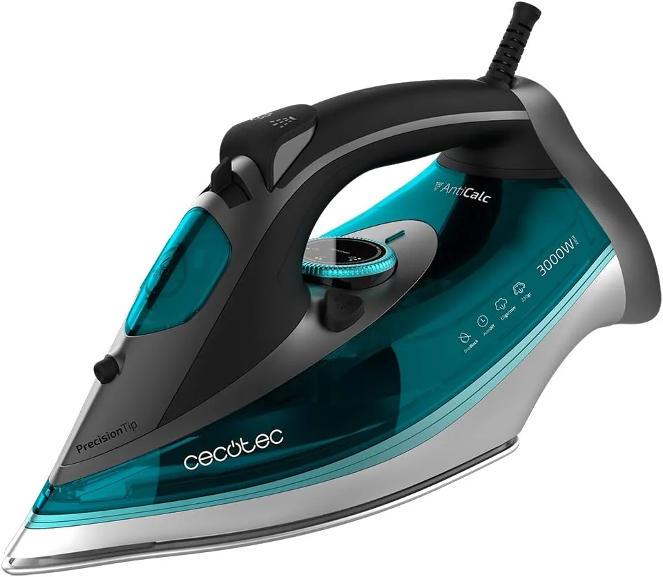 Cecotec Plancha Ropa Vapor Fast&Furious 5040 Absolute. 3000 W, Vapor 65 g/min, Golpe de vapor 230 g/min, Suela Turbo Slide, Modo ECO, Sistema de seguridad autoapagado, Antigoteo