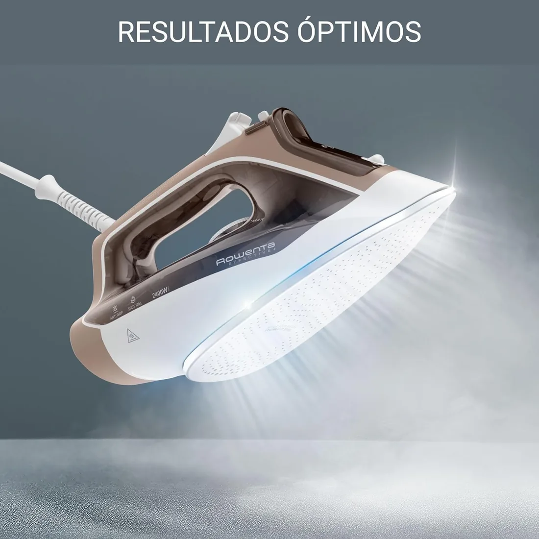 Rowenta Effective+, Plancha de vapor, Golpe de vapor de 120 g/min, Beige | Potencia 2400W, Suela Microsteam 300 de acero inoxidable, Tecnología Autosteam, Antigoteo, Punta precisión, DX1635 foto 3